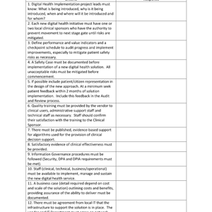 Minimum Requirements Safety And Governance For Digital Health Solutions